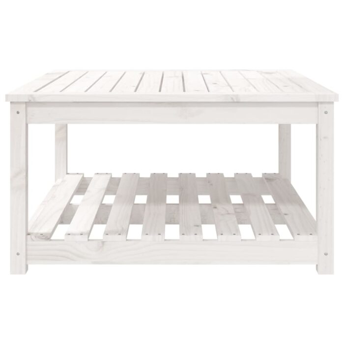 Table de jardin blanc 82,5x82,5x45 cm bois massif de pin – Image 3