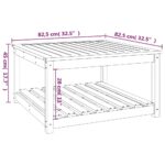 Table de jardin blanc 82,5x82,5x45 cm bois massif de pin – Image 6