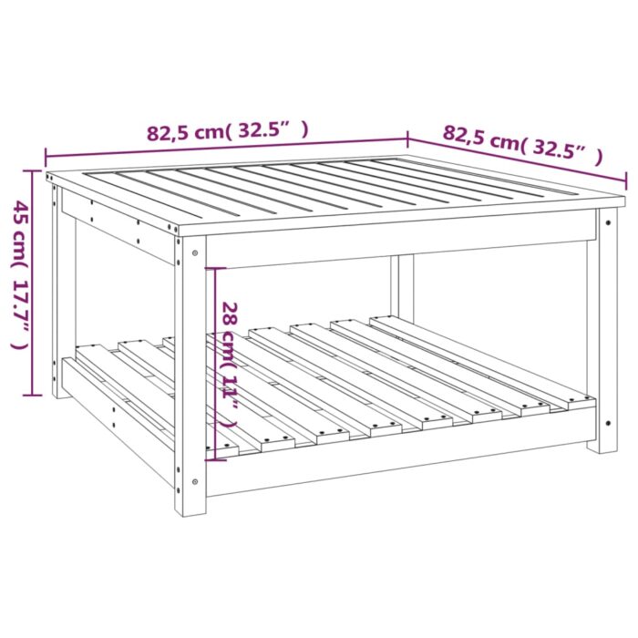 Table de jardin blanc 82,5x82,5x45 cm bois massif de pin – Image 6