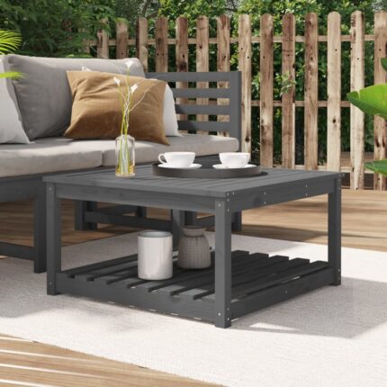 Table de jardin gris 82,5x82,5x45 cm bois massif de pin