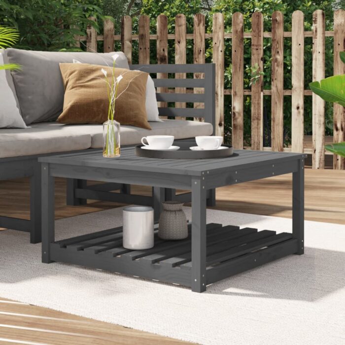 Table de jardin gris 82,5x82,5x45 cm bois massif de pin – Image 1