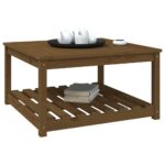 Table de jardin marron miel 82,5x82,5x45 cm bois massif de pin – Image 2