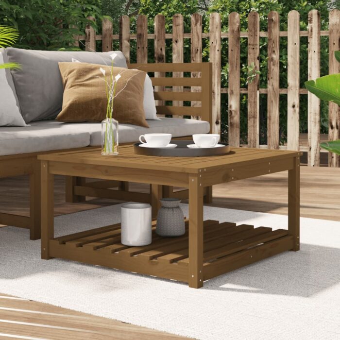 Table de jardin marron miel 82,5x82,5x45 cm bois massif de pin – Image 1