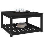 Table de jardin noir 82,5x82,5x45 cm bois massif de pin – Image 2