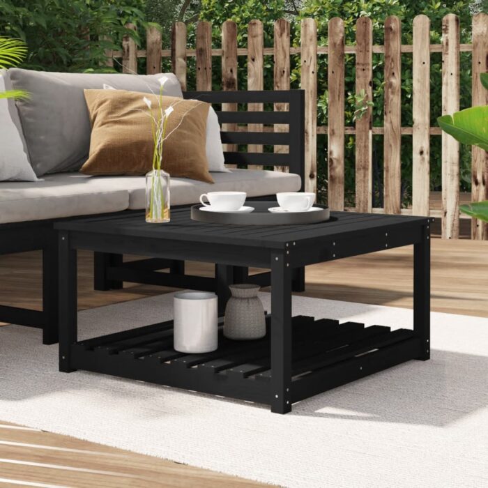 Table de jardin noir 82,5x82,5x45 cm bois massif de pin – Image 1