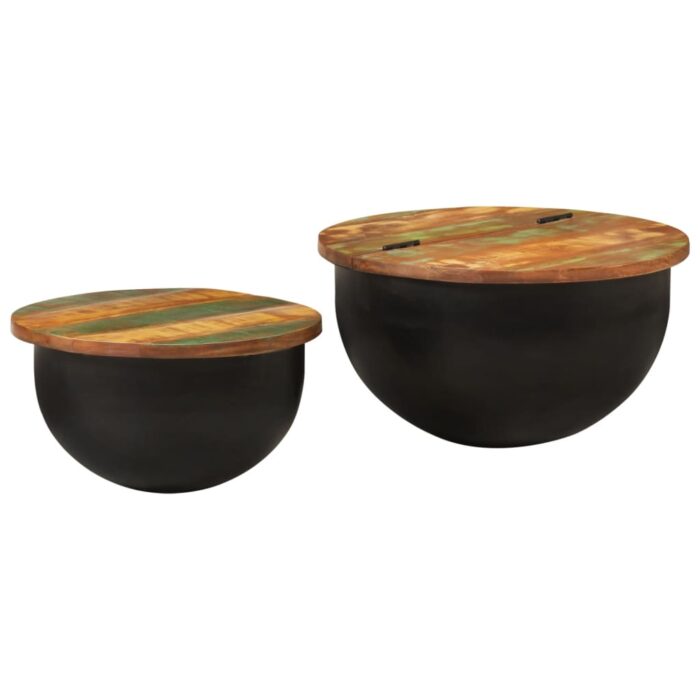 VXL8720845692773_a_en_hd_1.jpg Ensemble de tables basses 2 pcs noir bois récupération massif – Image 1