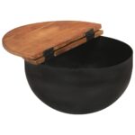 Ensemble de tables basses 2 pcs noir bois récupération massif – Image 2
