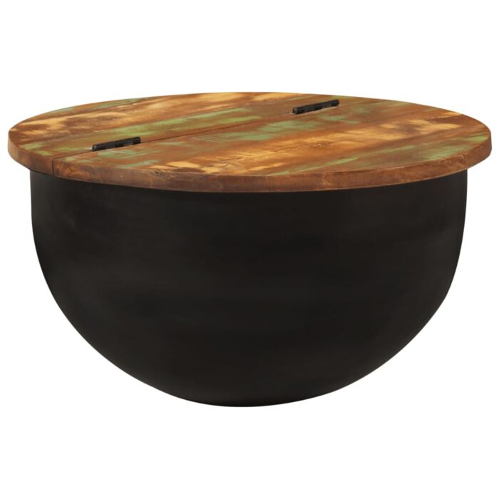 Table basse noir 50x27 cm bois de récupération massif – Image 10