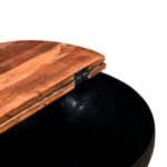 Table basse noir 50x27 cm bois de récupération massif – Image 11
