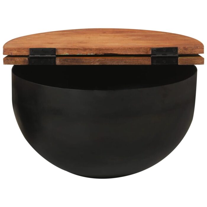 Table basse noir 50x27 cm bois de récupération massif – Image 3
