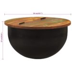 Table basse noir 50x27 cm bois de récupération massif – Image 6