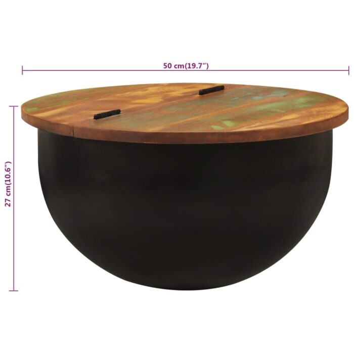 Table basse noir 50x27 cm bois de récupération massif – Image 6