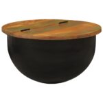 Table basse noir 50x27 cm bois de récupération massif – Image 7