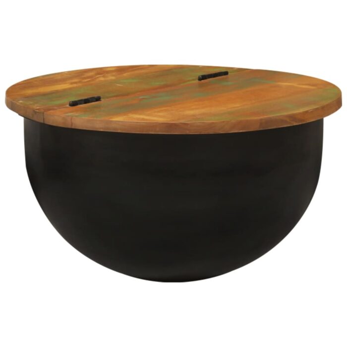 Table basse noir 50x27 cm bois de récupération massif – Image 7