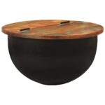 Table basse noir 50x27 cm bois de récupération massif – Image 8