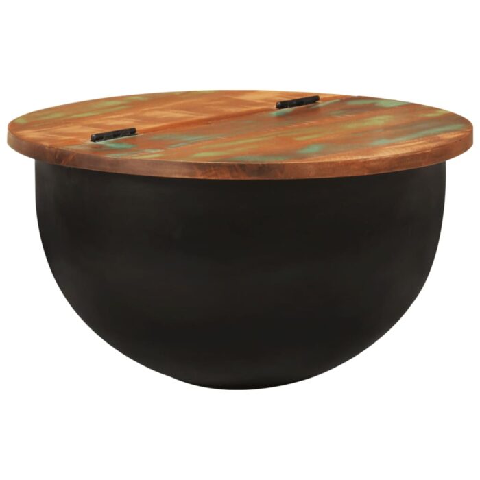 Table basse noir 50x27 cm bois de récupération massif – Image 8