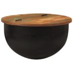 Table basse noir 50x27 cm bois de récupération massif – Image 9