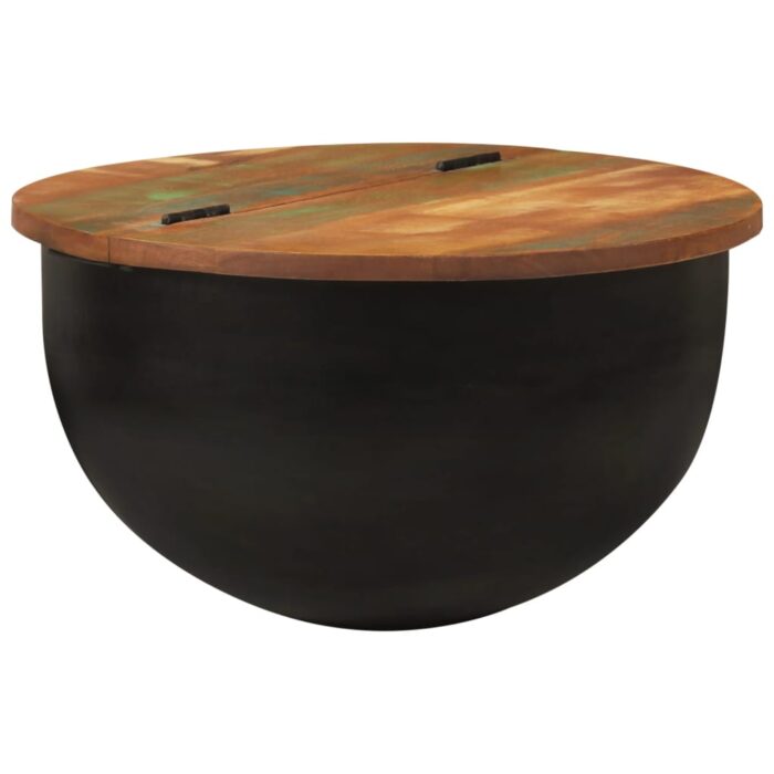 Table basse noir 50x27 cm bois de récupération massif – Image 9