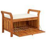 Banc de rangement de jardin avec coussin 91 cm Bois d'acacia – Image 2