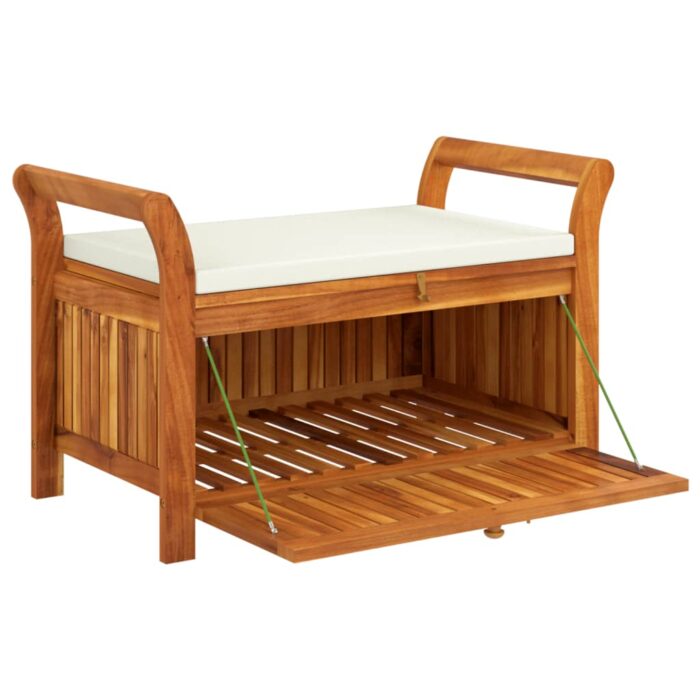 Banc de rangement de jardin avec coussin 91 cm Bois d'acacia – Image 2