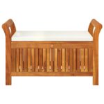 Banc de rangement de jardin avec coussin 91 cm Bois d'acacia – Image 3