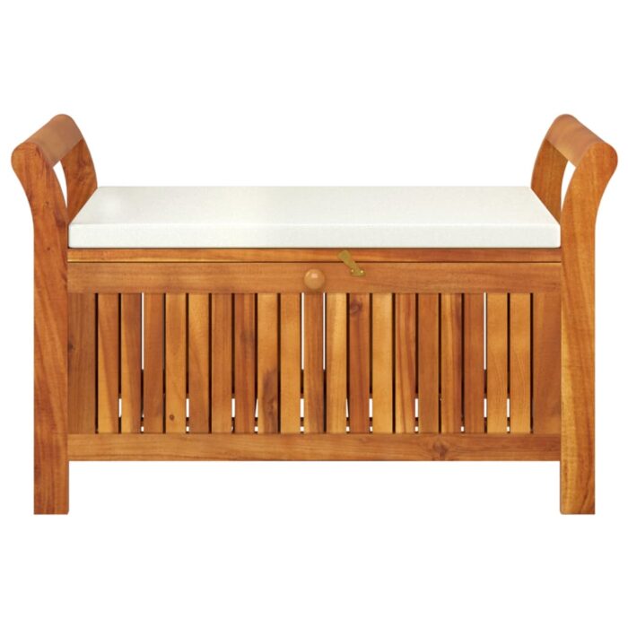 Banc de rangement de jardin avec coussin 91 cm Bois d'acacia – Image 3