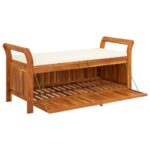 Banc de rangement de jardin avec coussin 126 cm Bois d'acacia – Image 2