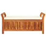 Banc de rangement de jardin avec coussin 126 cm Bois d'acacia – Image 3