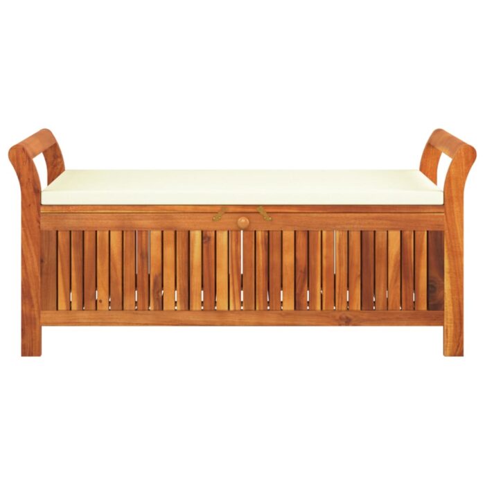 Banc de rangement de jardin avec coussin 126 cm Bois d'acacia – Image 3