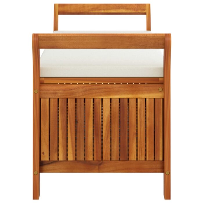 Banc de rangement de jardin avec coussin 126 cm Bois d'acacia – Image 4