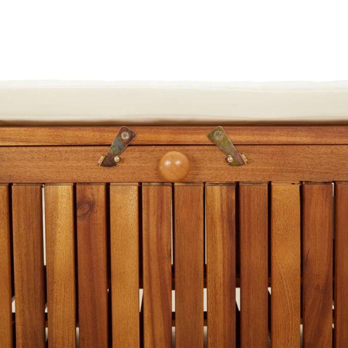 Banc de rangement de jardin avec coussin 126 cm Bois d'acacia – Image 7