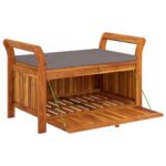 Banc de rangement de jardin avec coussin 91 cm Bois d'acacia – Image 2