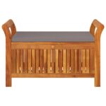 Banc de rangement de jardin avec coussin 91 cm Bois d'acacia – Image 3