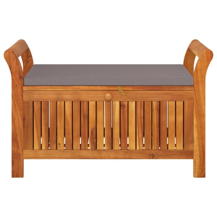 Banc de rangement de jardin avec coussin 91 cm Bois d'acacia – Image 3