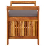 Banc de rangement de jardin avec coussin 91 cm Bois d'acacia – Image 4