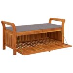 Banc de rangement de jardin avec coussin 126 cm Bois d'acacia – Image 2