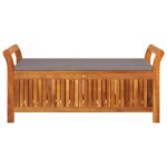 Banc de rangement de jardin avec coussin 126 cm Bois d'acacia – Image 3