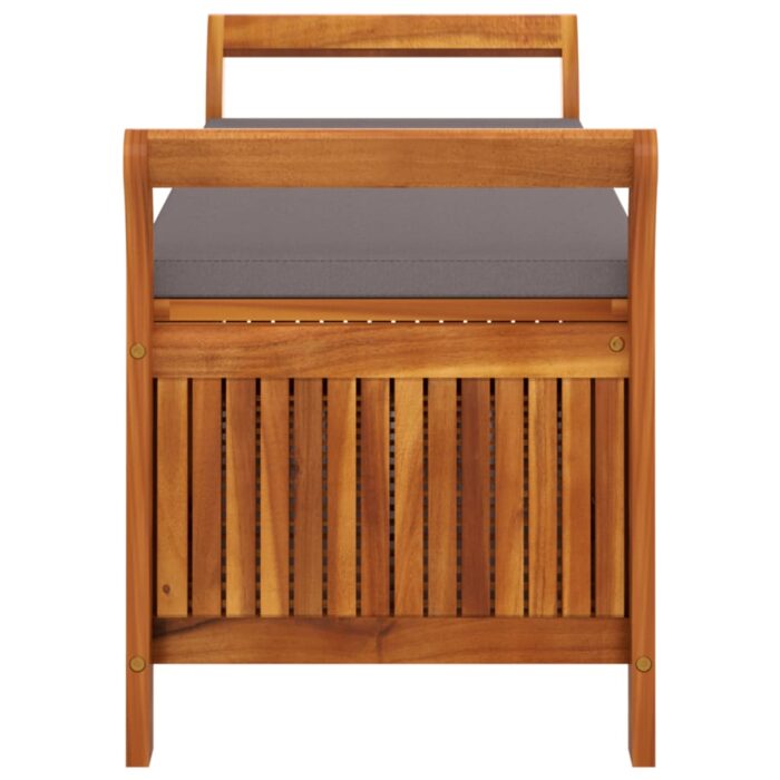 Banc de rangement de jardin avec coussin 126 cm Bois d'acacia – Image 4