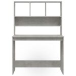 Bureau avec étagères Gris béton 102x45x148 cm Bois d'ingénierie – Image 3