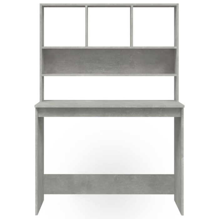 Bureau avec étagères Gris béton 102x45x148 cm Bois d'ingénierie – Image 3