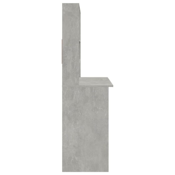 Bureau avec étagères Gris béton 102x45x148 cm Bois d'ingénierie – Image 4