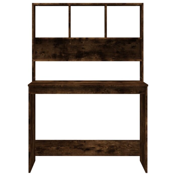 Bureau avec étagères Chêne fumé 102x45x148 cm Bois d'ingénierie – Image 3