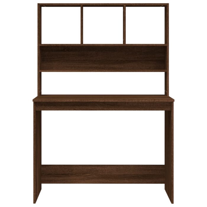 Bureau et étagères Chêne marron 102x45x148 cm Bois d'ingénierie – Image 3