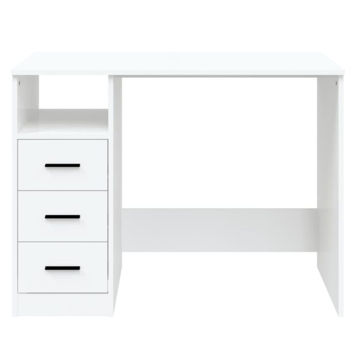 Bureau avec tiroirs Blanc 102x50x76 cm Bois d'ingénierie – Image 2