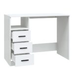Bureau avec tiroirs Blanc 102x50x76 cm Bois d'ingénierie – Image 3