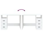 Bureau avec tiroirs Blanc 102x50x76 cm Bois d'ingénierie – Image 5