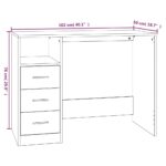 Bureau avec tiroirs Noir 102x50x76 cm Bois d'ingénierie – Image 7