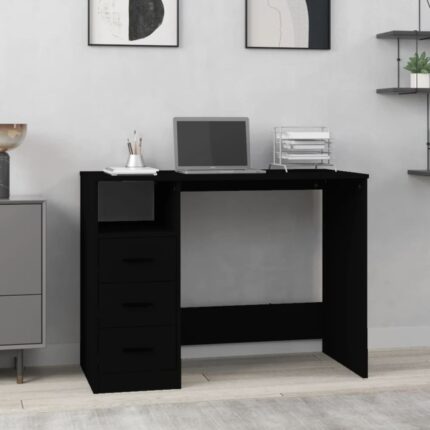 Bureau avec tiroirs Noir 102x50x76 cm Bois d'ingénierie