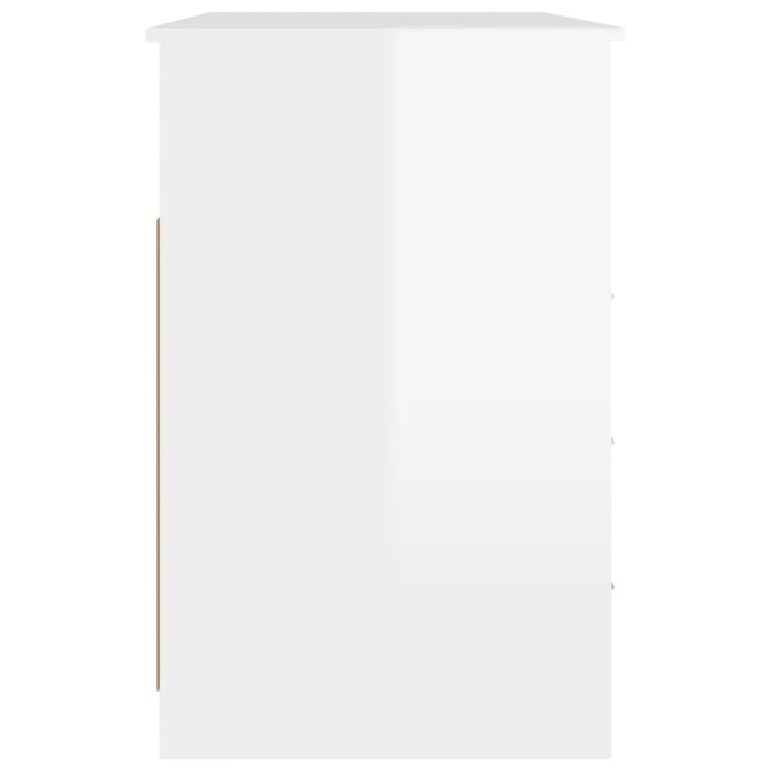 Bureau et tiroirs Blanc brillant 102x50x76 cm Bois d'ingénierie – Image 6