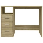 Bureau avec tiroirs Chêne sonoma 102x50x76 cm Bois d'ingénierie – Image 4